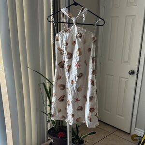 Target White Seashell Print Backless Dress